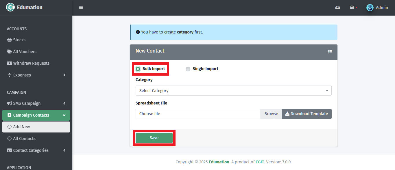 একাধিক যোগাযোগ তৈরি।