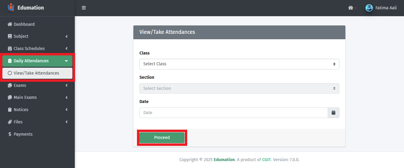 দৈনিক উপস্থিতি নির্ধারণ।