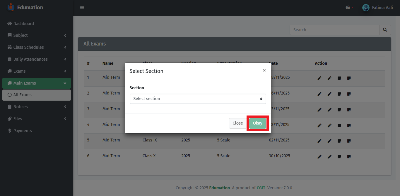 শাখা নির্বাচন।